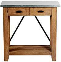 Millwork 30" Wood and Zinc Metal 30" Console with Two Drawers