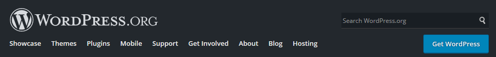 The WordPress.org top menu and search bar.