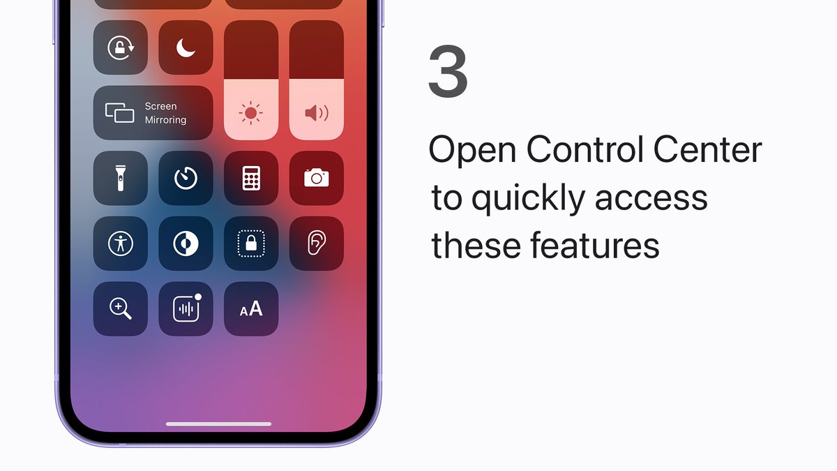 Step 3:
Open Control Center to quickly access these features.