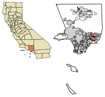 Location of Covina in Los Angeles County, California