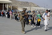 Afghan designated personnel being evacuated by the US Army at Kabul airport