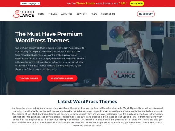 Themes Glance homepage