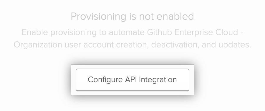 "Configure API Integration" button for Okta application