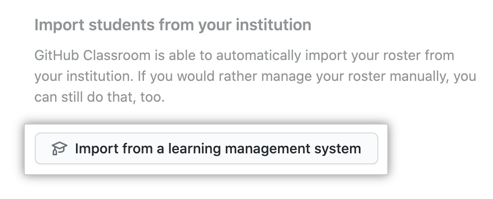 "Import from a learning management system" button