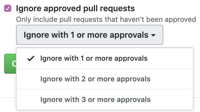 Ignore approved pull requests checkbox