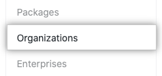 Organizations settings in the sidebar
