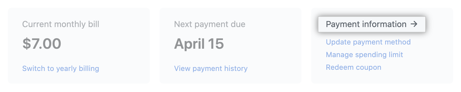 Payment information link