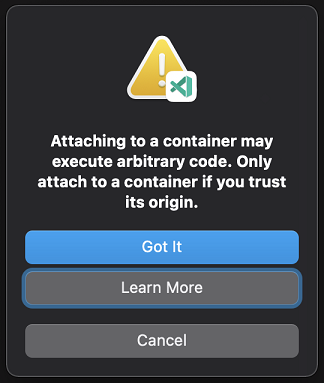 Workspace trust prompt when attaching to container