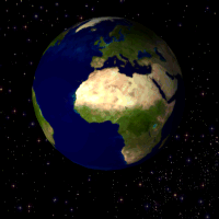 Animovaná zeměkoule ve formátu GIF. Na obrázku je vidět omezený počet barev.