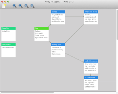 Editing a story in Twine 1.4.