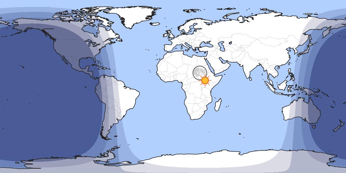 Map showing day and night parts of the world