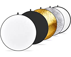 Neewer 43 Inch/110 Centimeter Light Reflector 5-in-1 Collapsible Multi-Disc with Bag - Translucent, Silver, Gold, White and B