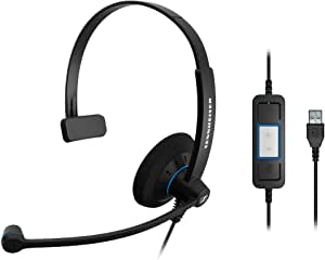 Sennheiser SC 30 USB CTRL (505548) - Single-Sided Business Headset | For Unified Communications | with HD Sound, Noise-Cancelling Microphone, &amp; USB Connector (Black)