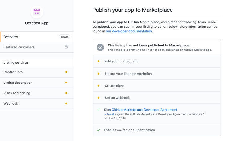 Listado de GitHub Marketplace