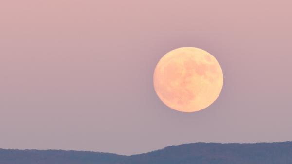 Harvest Supermoon rises over the campus of West Virginia University in Morgantown WV on November 13, 2016.