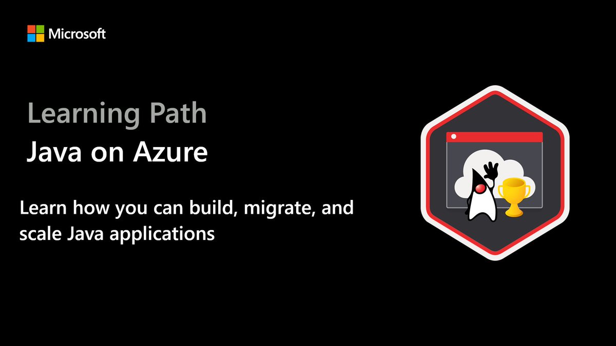 Text reads, "Learning Path: Java on Azure. Learn how you can build, migrate, and scale Java applications."