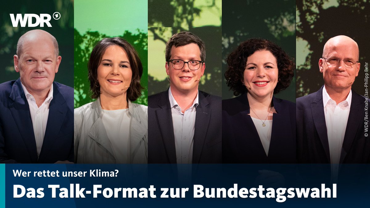 Zu sehen ist eine Collage mit Fotos von Olaf Scholz (SPD), Annalena Baerbock (Grüne), Lucas Köhler (FDP),  Amira Mohamed Ali (Die Linke) und Ralph Brinkhaus (CDU).
