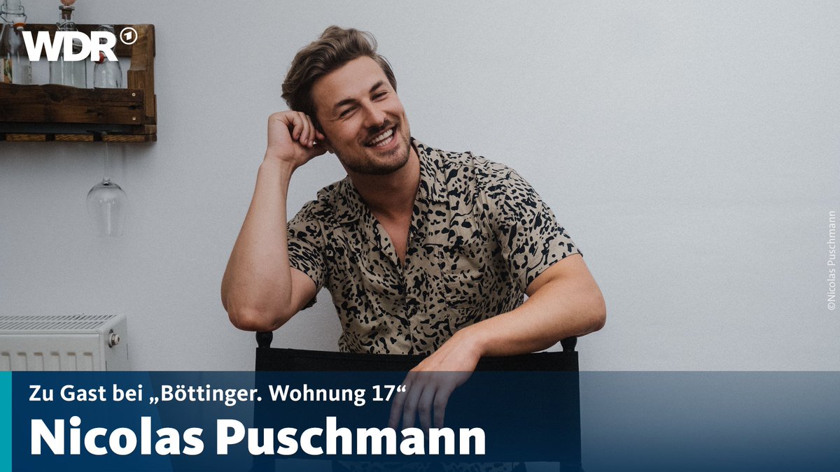 Zu sehen ist ein Foto von Nicolas Puschmann. Dazu der Text: "Zu Gast bei 'Böttinger. Wohnung 17'. Nicolas Puschmann"