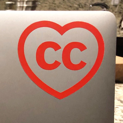 CC "heart" 3 x 2.65 clear vinyl die cut sticker