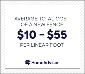 the total cost of a new fence is $10 to $55 per linear foot