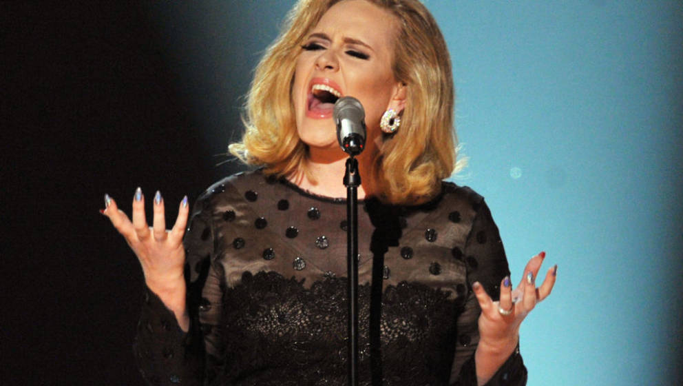 LOS ANGELES, CA - FEBRUARY 12:  Singer Adele performs onstage at the 54th Annual GRAMMY Awards held at Staples Center on Febr