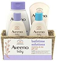 Aveeno Baby Daily Bathtime Solutions Gift Set to Nourish Skin for Baby and Mom, 4 Items