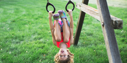 Girl Hanging Upsidedown