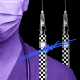 Photo illustration: A doctor wearing a mask surrounded by syringes with scribbles over them.