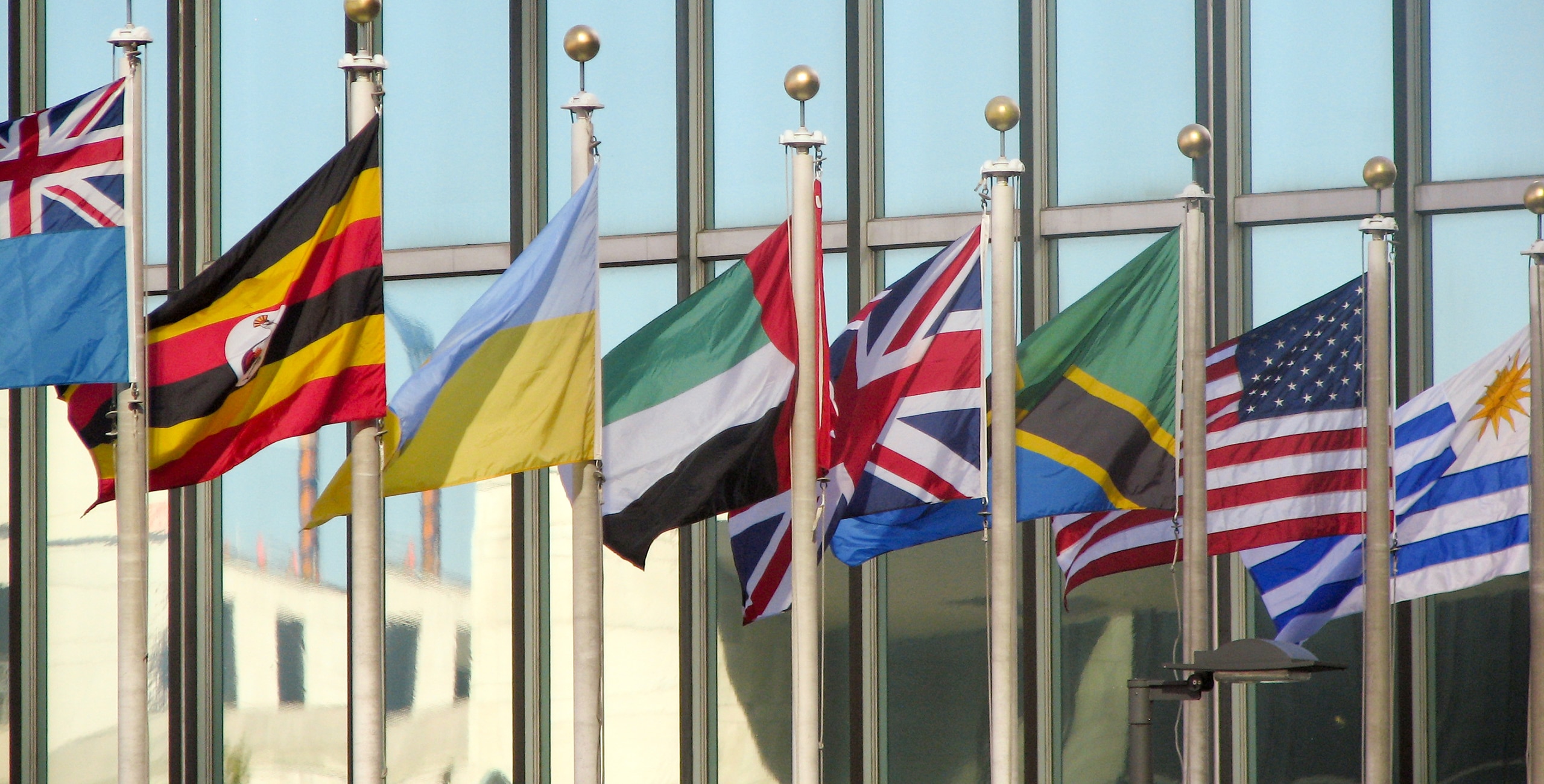 Flags In Front Of UN Headquarters