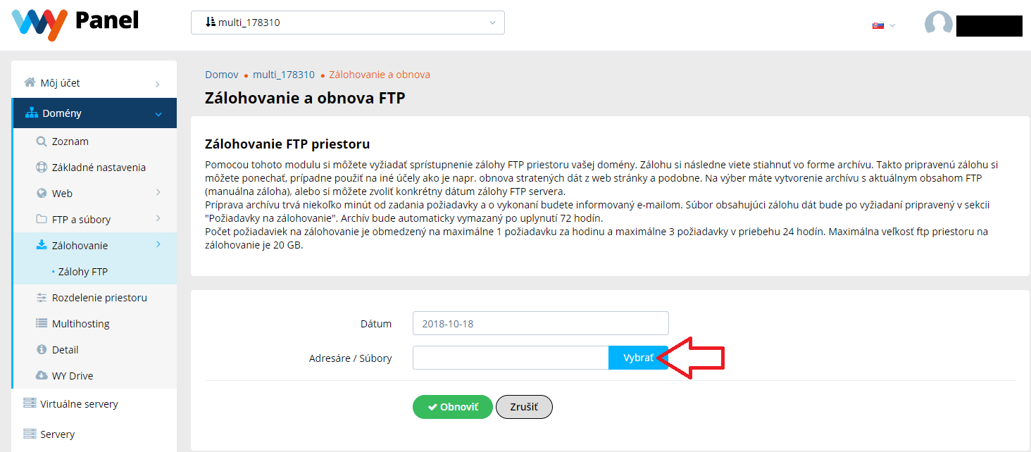 Obnova FTP