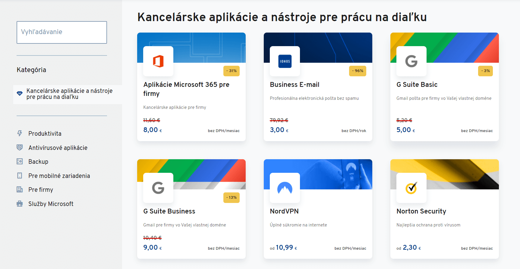 Ponuka kancelárskych aplikácií (platná v čase písania článku)