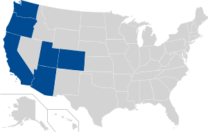 Pac 10 +2 USA states.svg