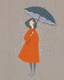 Girl, Umbrella, Rain, Wet, Raining