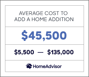 the average cost to add a home addition is $45,500 or $5,500 to $135,000.