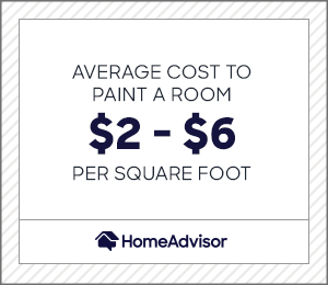 the average cost to paint a room is $2 to $6 per square foot
