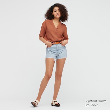 WOMEN HIGH-RISE DENIM SHORTS