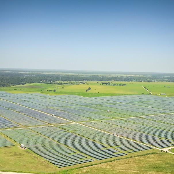 Aerial view of a Texas solar farm