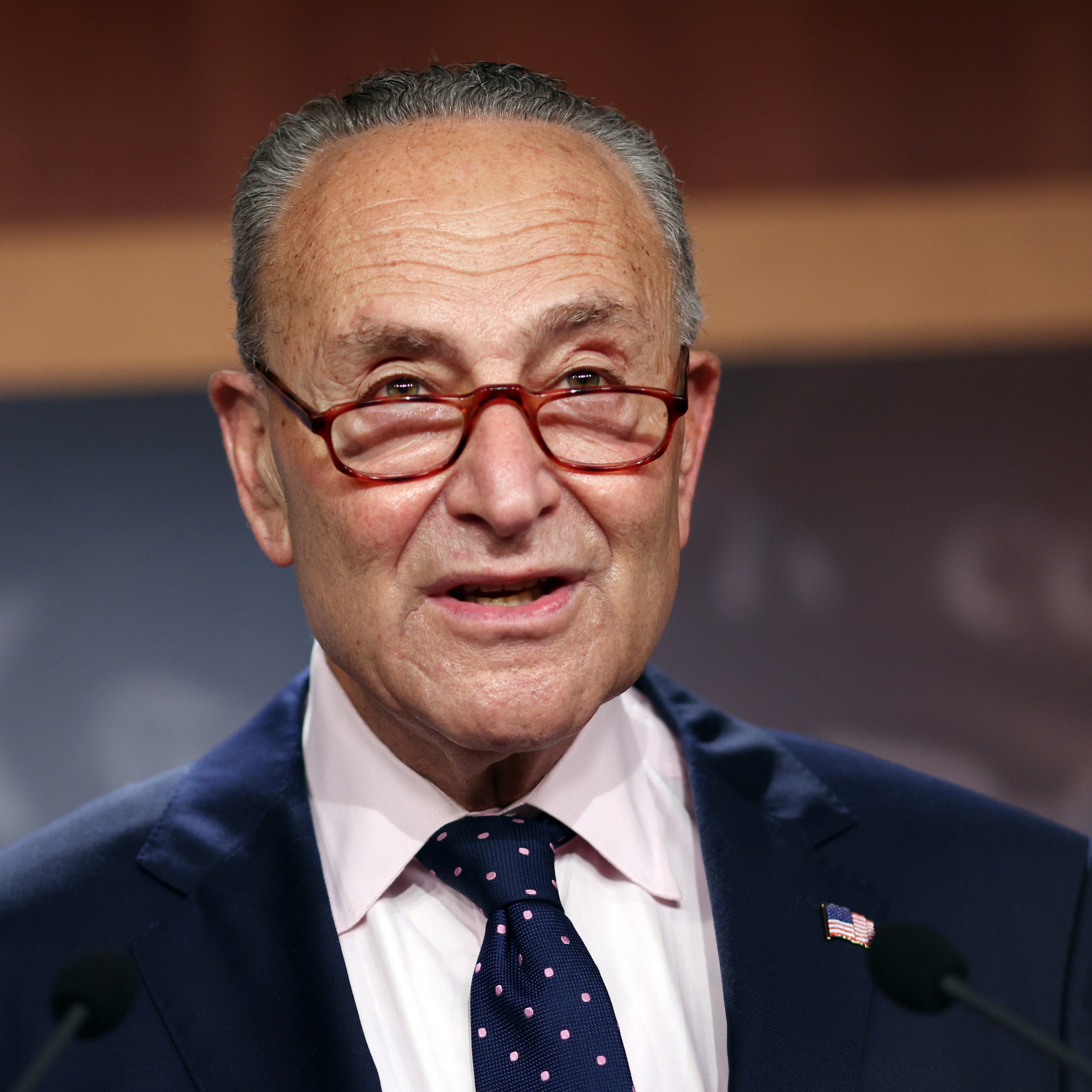 Senate Majority Leader Charles Schumer (D-NY) speaks on the passage of the bipartisan infrastructure bill, during a news conference at the U.S. Capitol on August 11, 2021 in Washington, DC