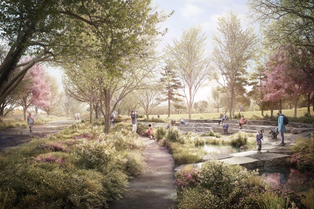 A rendering of the Wetland Walk at the Obama Presidential Center.