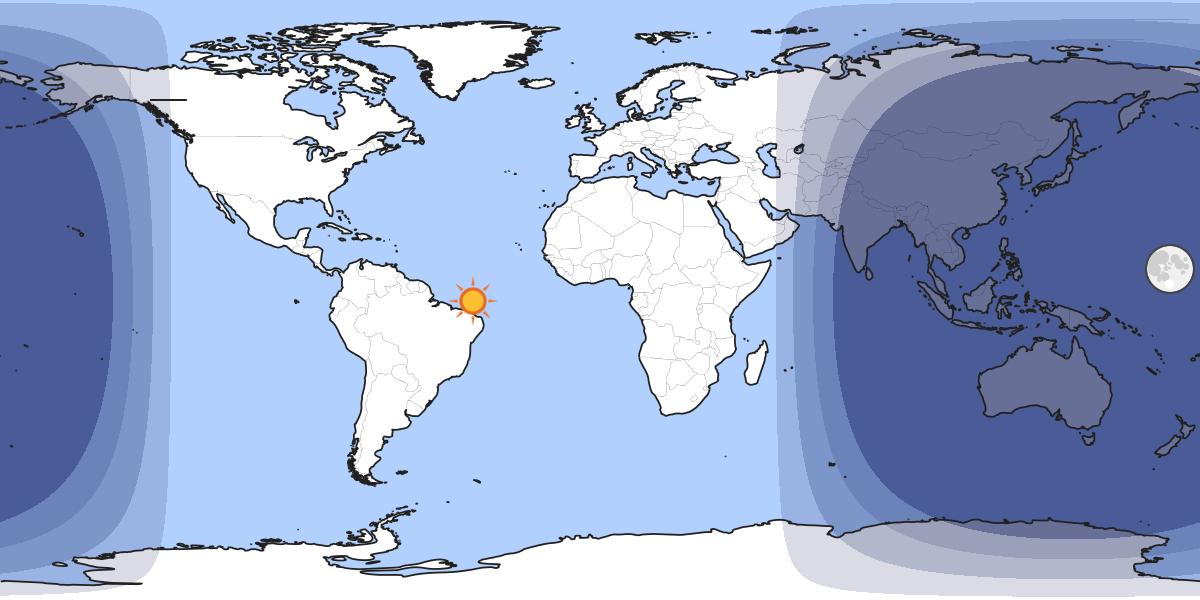 Map showing day and night parts of the world