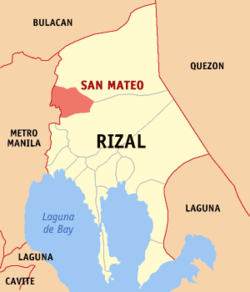 Map of Rizal with San Mateo highlighted