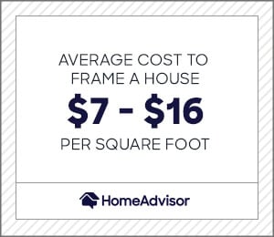 the average carpentry framing cost is $7 to $16 per square foot