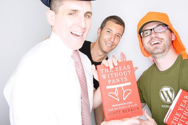 Scott, Raanan, and me at The Year Without Pants launch party photobooth