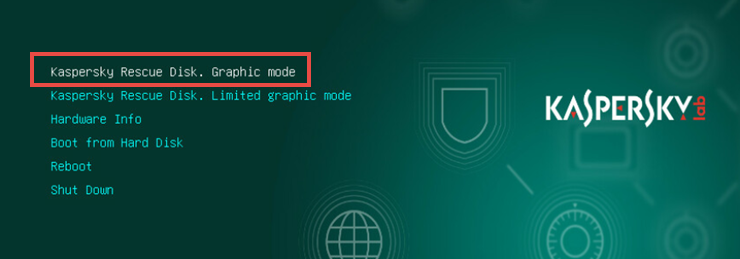 Selecting the mode for Kaspersky Rescue Disk 2018
