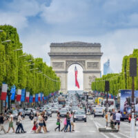 people walking on the Champs-Élysées