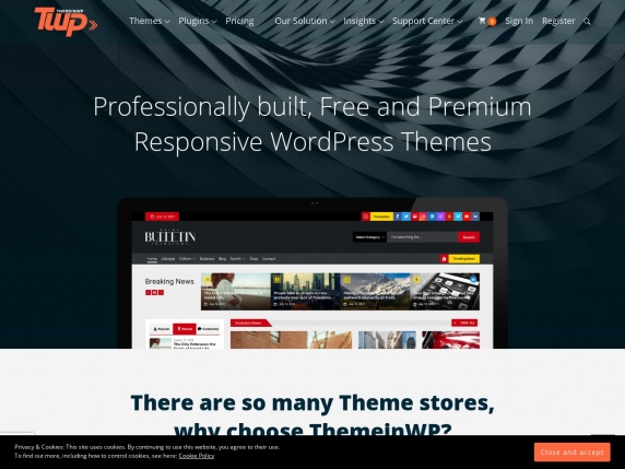 ThemeinWP homepage