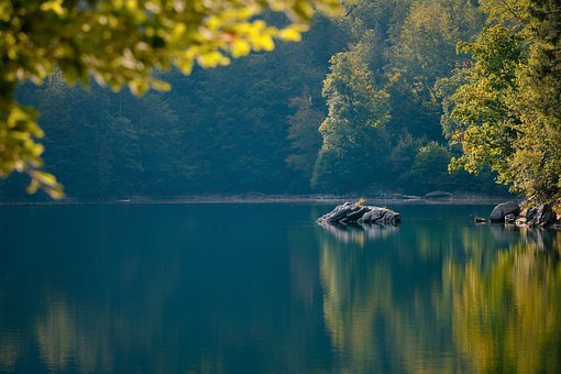 Jezero, Skály, Les, Příroda, Voda