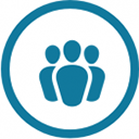 Community Contributor profile badge. It is a blue icon of a group of people, surrounded by a circle.