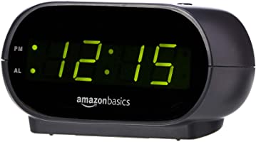 Amazon Basics Small Digital Alarm Clock with LED Display, Nightlight and Battery Backup - 4.5 x 3.5 x 2.4 Inches