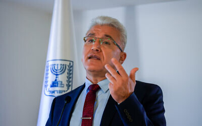 Coronavirus czar Prof. Salman Zarka attends a press conference about the coronavirus, in Jerusalem, on August 29, 2021. (Olivier Fitoussi/Flash90)